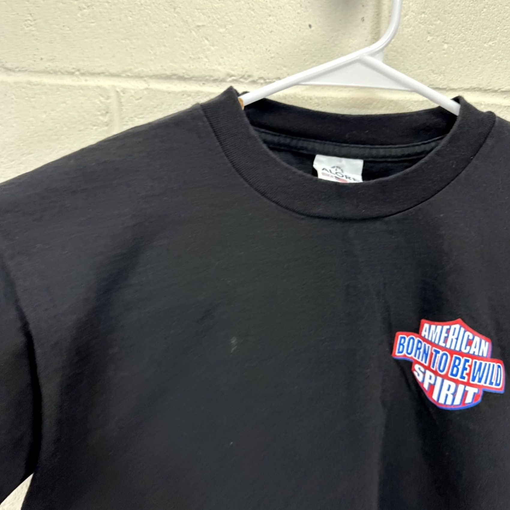 Vintage VINTAGE American Spirit T Shirt Motorcycle Biker Born To Be Wild Eagle Large Black Cotton Alore Size US L / EU 52-54 / 3 - 5 Thumbnail
