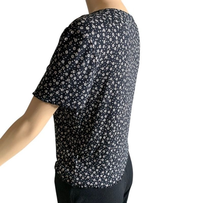 American Eagle Outfitters AMERICAN EAGLE Soft & Sexy Black Floral Crop Top Women Large Size L / US 10 / IT 46 - 5 Thumbnail