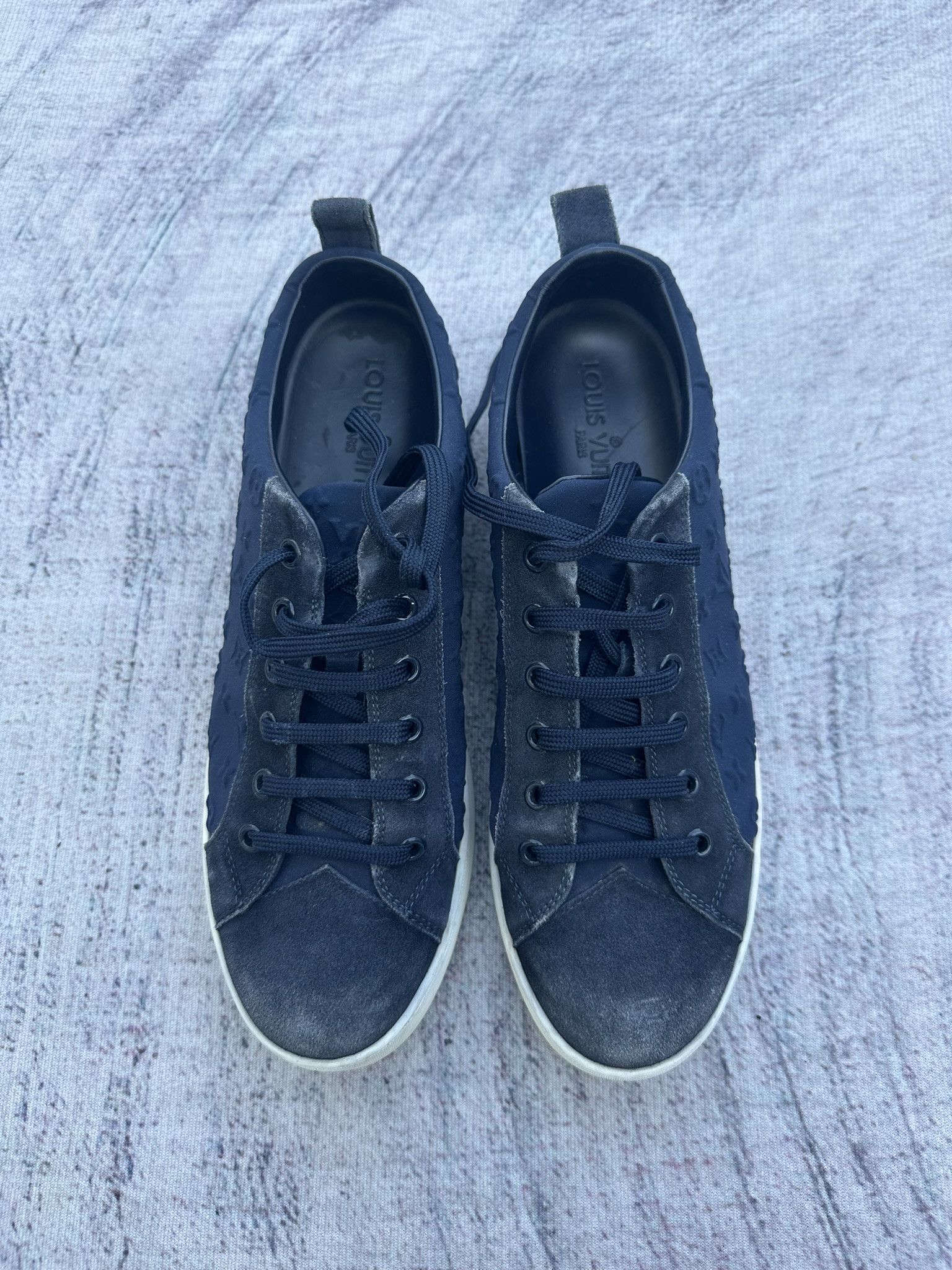 Louis Vuitton Louis Vuitton Sneakers Navy Suede LV Monogram Logo Shoes Size US 9 / IT 39 - 2 Thumbnail