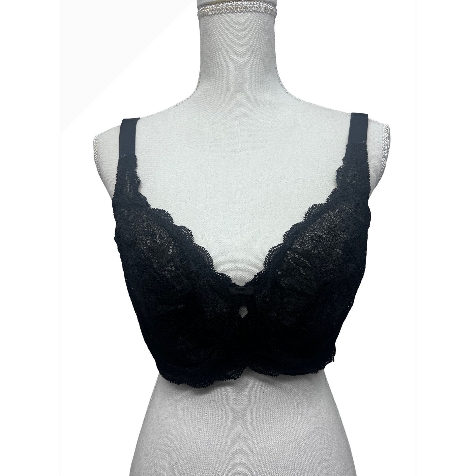 Designer Felina Black Lace Floral Underwire Balconette Bra Sz 36 DDD Size ONE SIZE - 1 Thumbnail