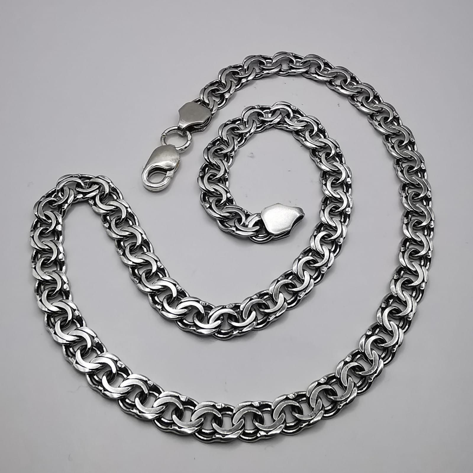 Sterling Silver Vintage Jewelry Chain, 925 Sterling Silver, Signed 50,22g Size ONE SIZE - 2 Thumbnail