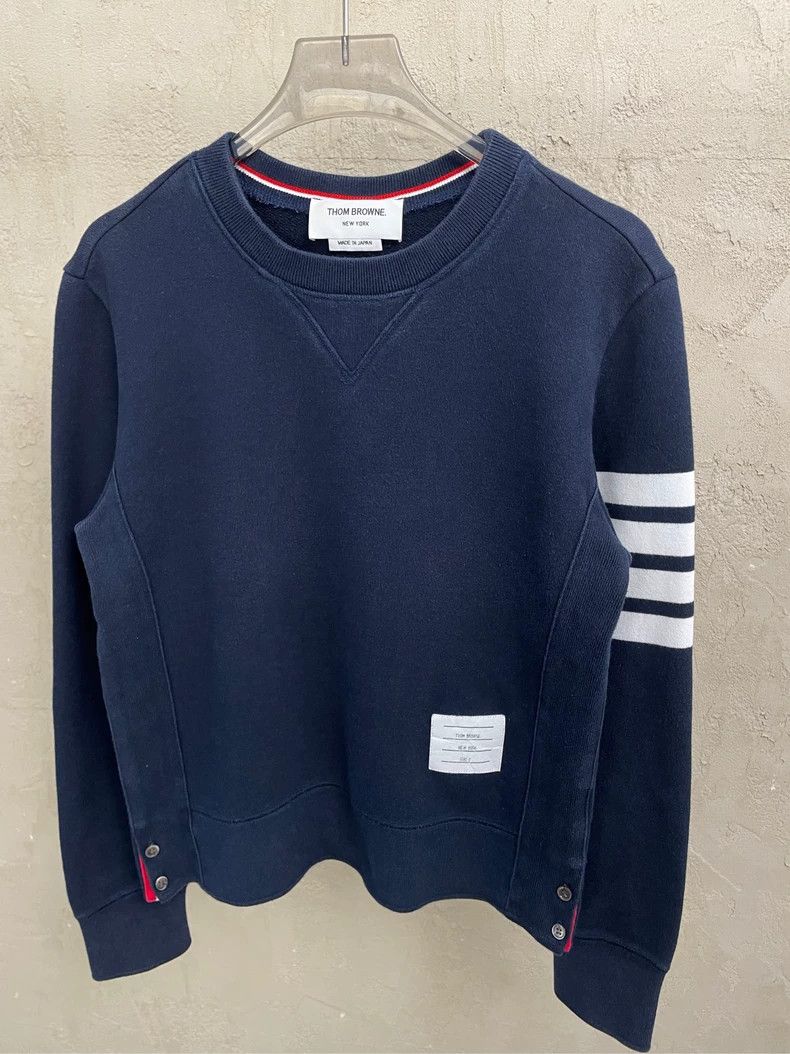 Thom Browne Thom browne Dark blue four-striped round-neck sweatshirt 25 Size US XS / EU 42 / 0 - 3 Thumbnail