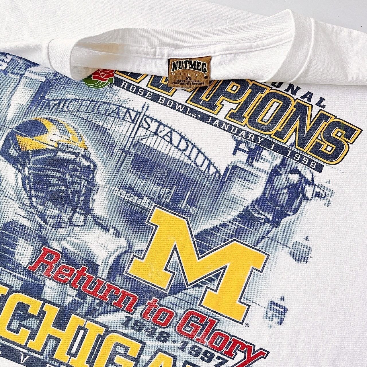 Nutmeg × Vintage 90s University Michigan Wolverines t-shirt/ XL Size US XL / EU 56 / 4 - 9 Thumbnail
