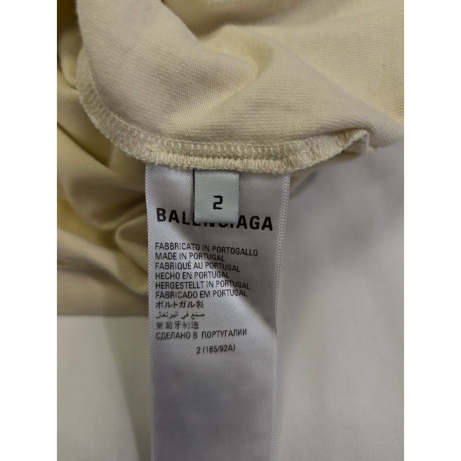 Balenciaga o1rshd1 Layered T-Shirt Back Hem Vintage Jersey Cream/Black Size US M / EU 48-50 / 2 - 14 Thumbnail
