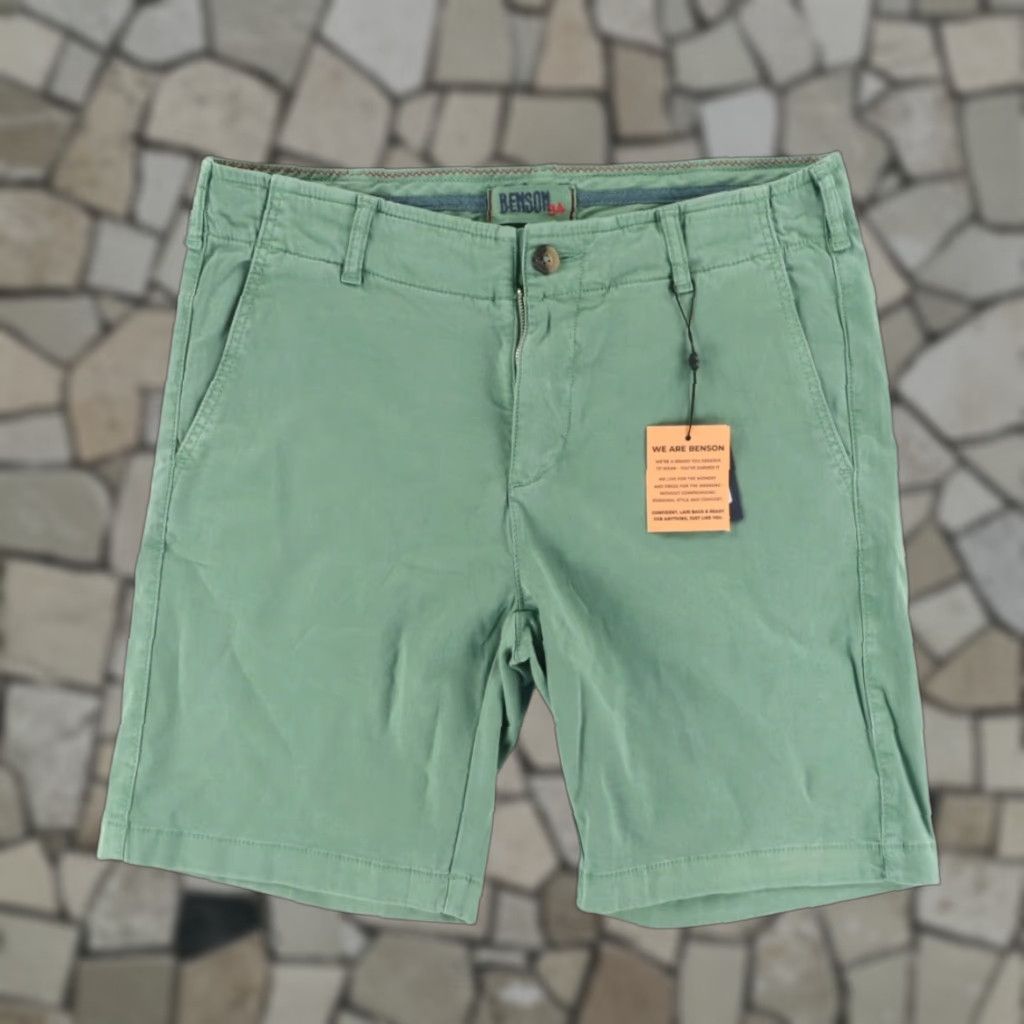Henson Benson Stretch Palm Spring Khaki Chino Shorts Jade Green Men's 34 Size US 34 / EU 50 - 1 Thumbnail