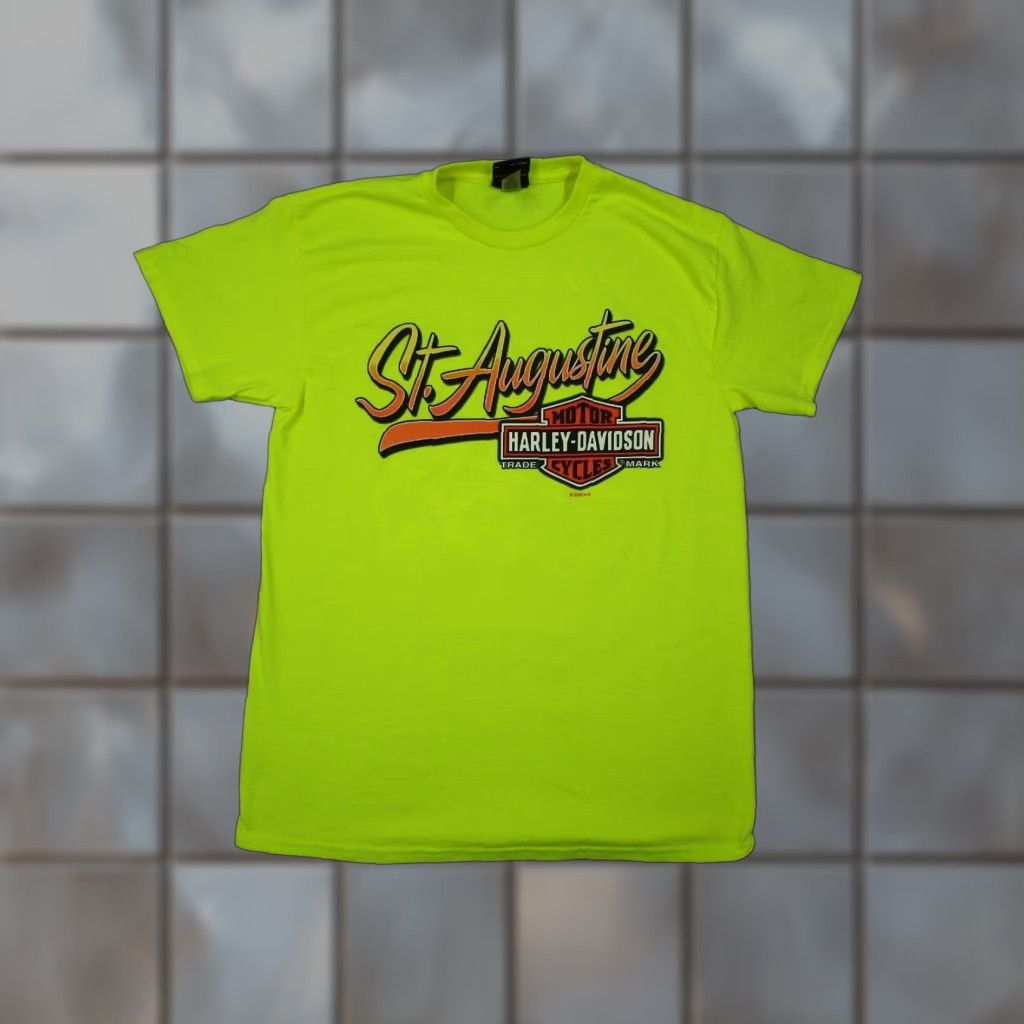 Harley Davidson Harley-Davidson Shirt Mens Medium Yellow St. Augustine Florida Double Side 2023 Colorful Graphic Tee Adults Mens Size US M / EU 48-50 / 2 - 1 Thumbnail