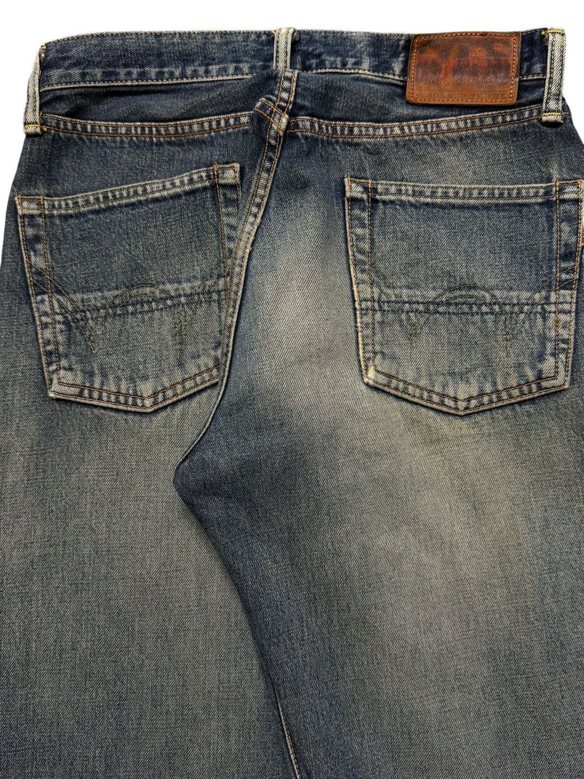 Edwin Vintage 90s Edwin 505 Selvedge Faded Distress Wide Leg Baggy Size US 28 / EU 44 - 5 Thumbnail