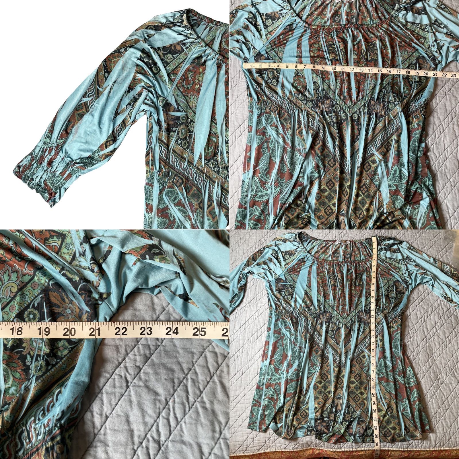Vintage VINTAGE Unity World Wear Maternity Top Blouse 3/4 Sleeve Turquoise Fairy Boho Grunge Dark Forest Floral XL Womens Size XL / US 12-14 / IT 48-50 - 9 Thumbnail