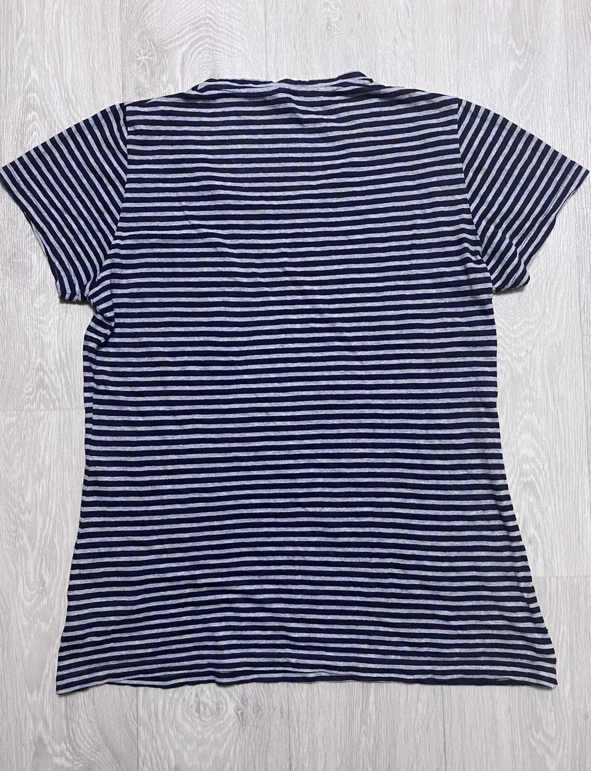 Woolrich Woolen Mills Women’s Woolrich Striped Navy Gray Linen Cotton Pocket Tee Size XL / US 12-14 / IT 48-50 - 3 Thumbnail