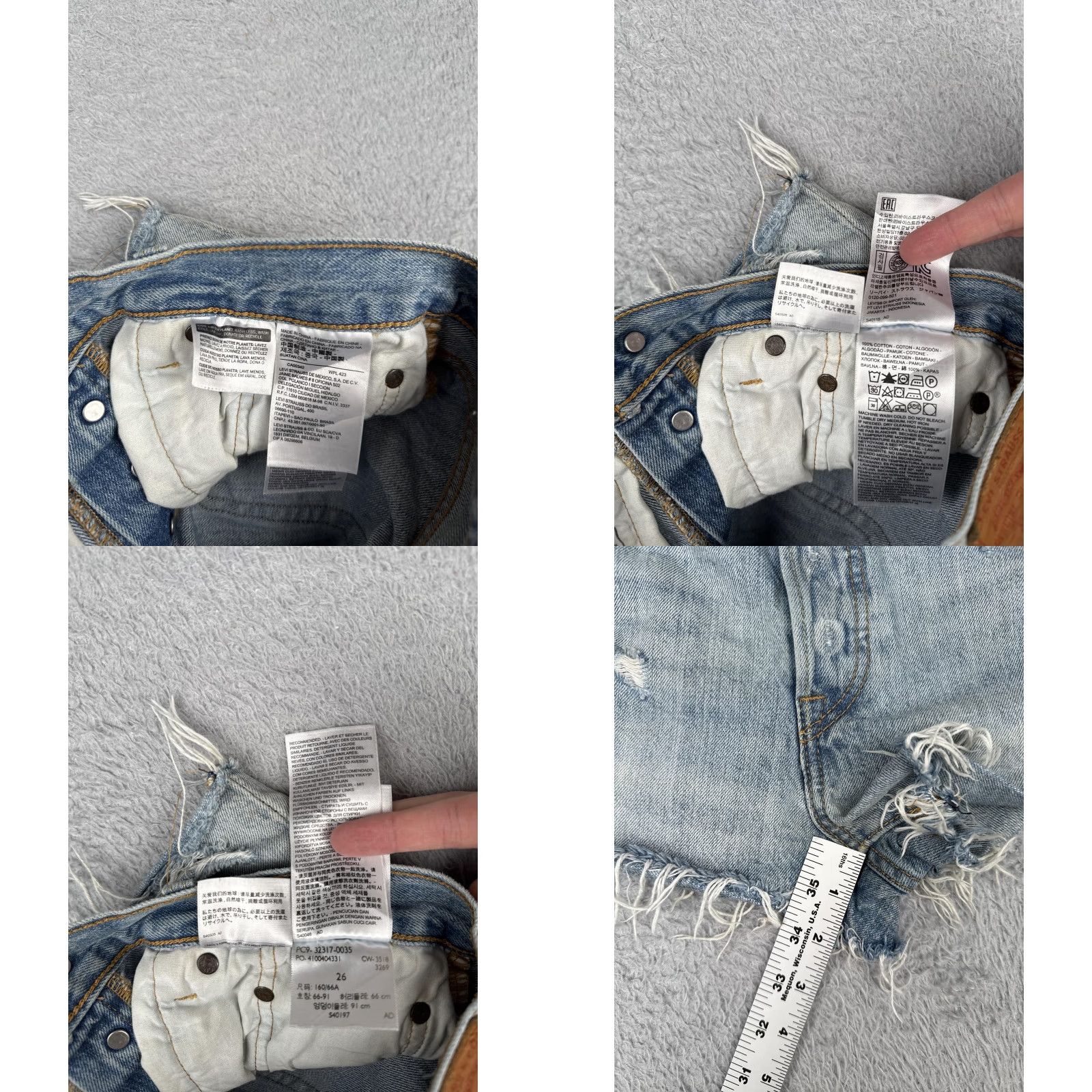 Levi's Levi's Premium 501 Short Women 26 Light Wash Button Fly Distressed Raw Hem Big E Size 26" / US 2 / IT 38 - 8 Thumbnail