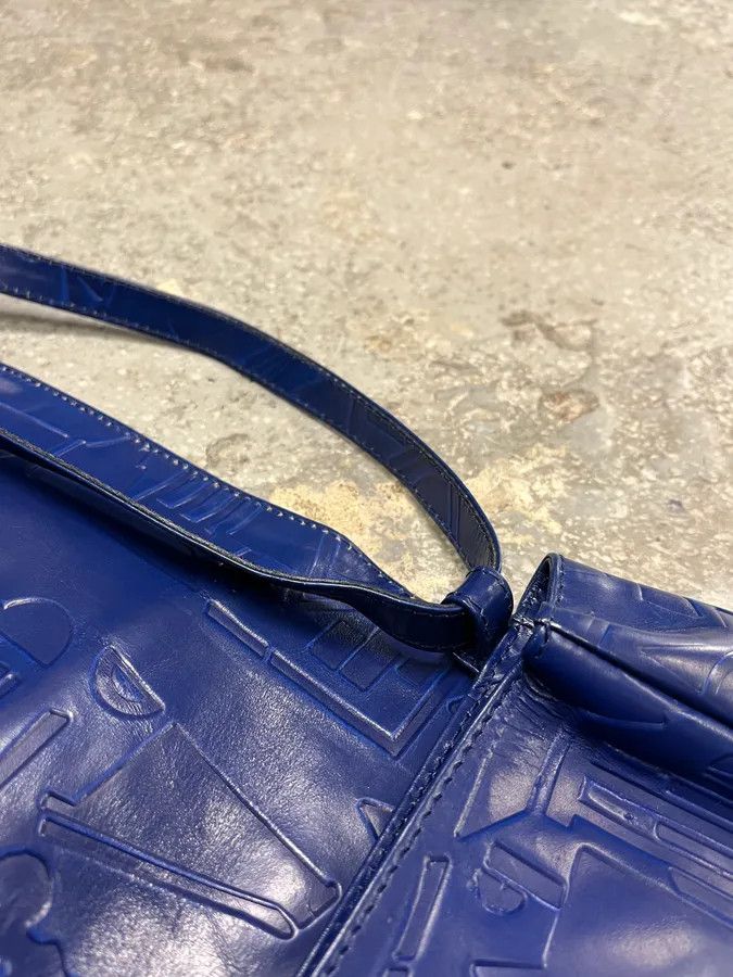 Prada × Vintage Prada Pictogram Blue Leather Handle Bag Size ONE SIZE - 6 Thumbnail