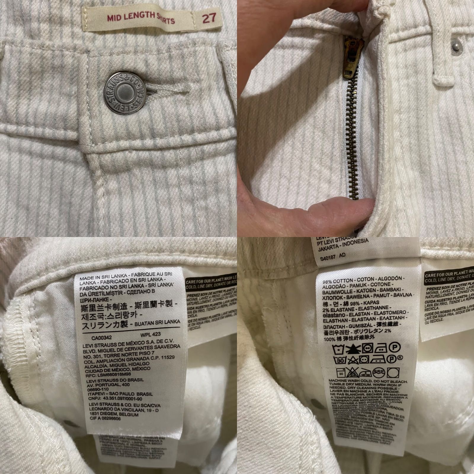 Levi's VINTAGE Levi's Womens 27 Jean Shorts White Gray Striped Denim Inseam 4" Mid Rise Cuffed Size 27" / US 4 / IT 40 - 8 Thumbnail