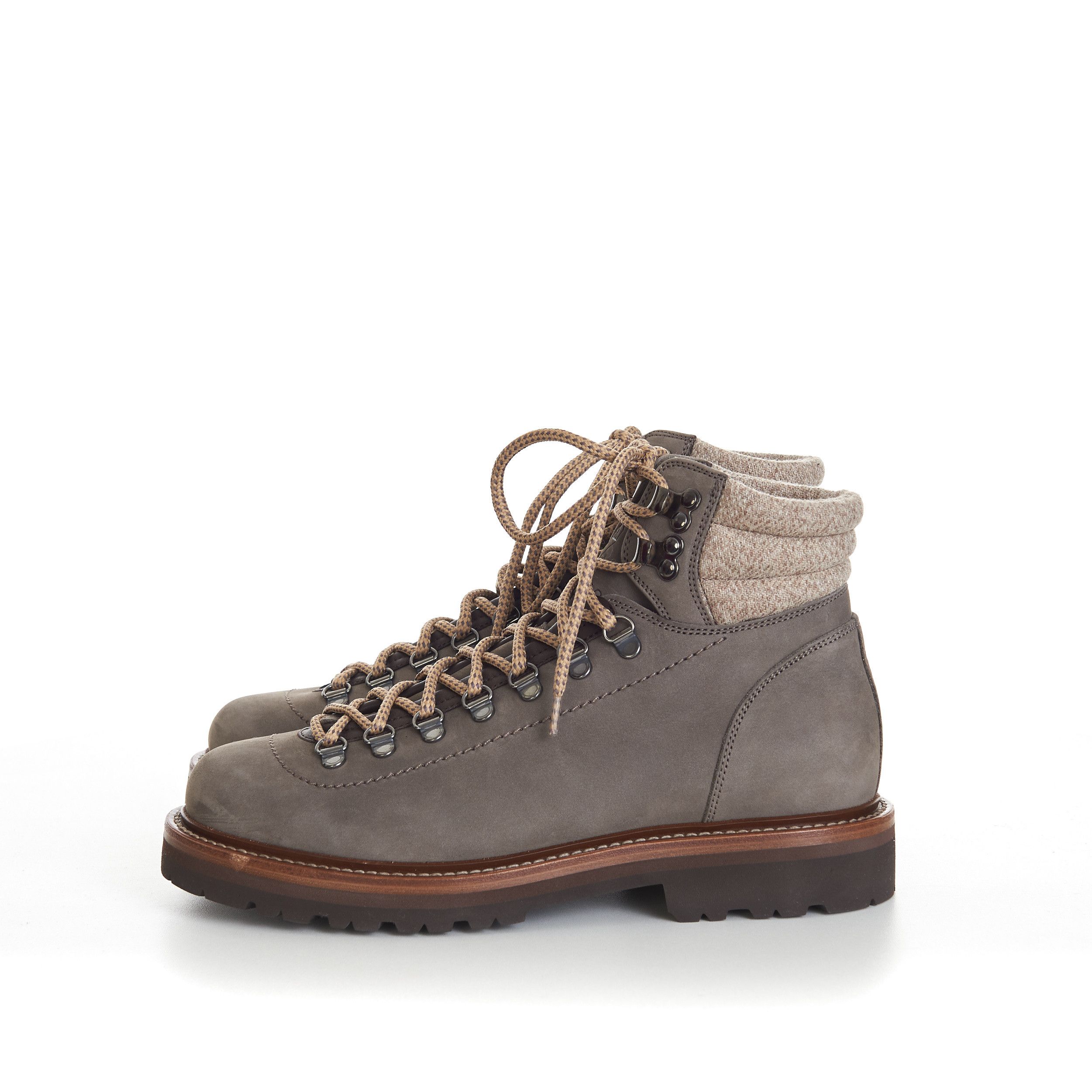 Brunello Cucinelli Nubuck Mountain-Style Boots With Wool Diagonal Insert Size US 7 / EU 40 - 4 Thumbnail
