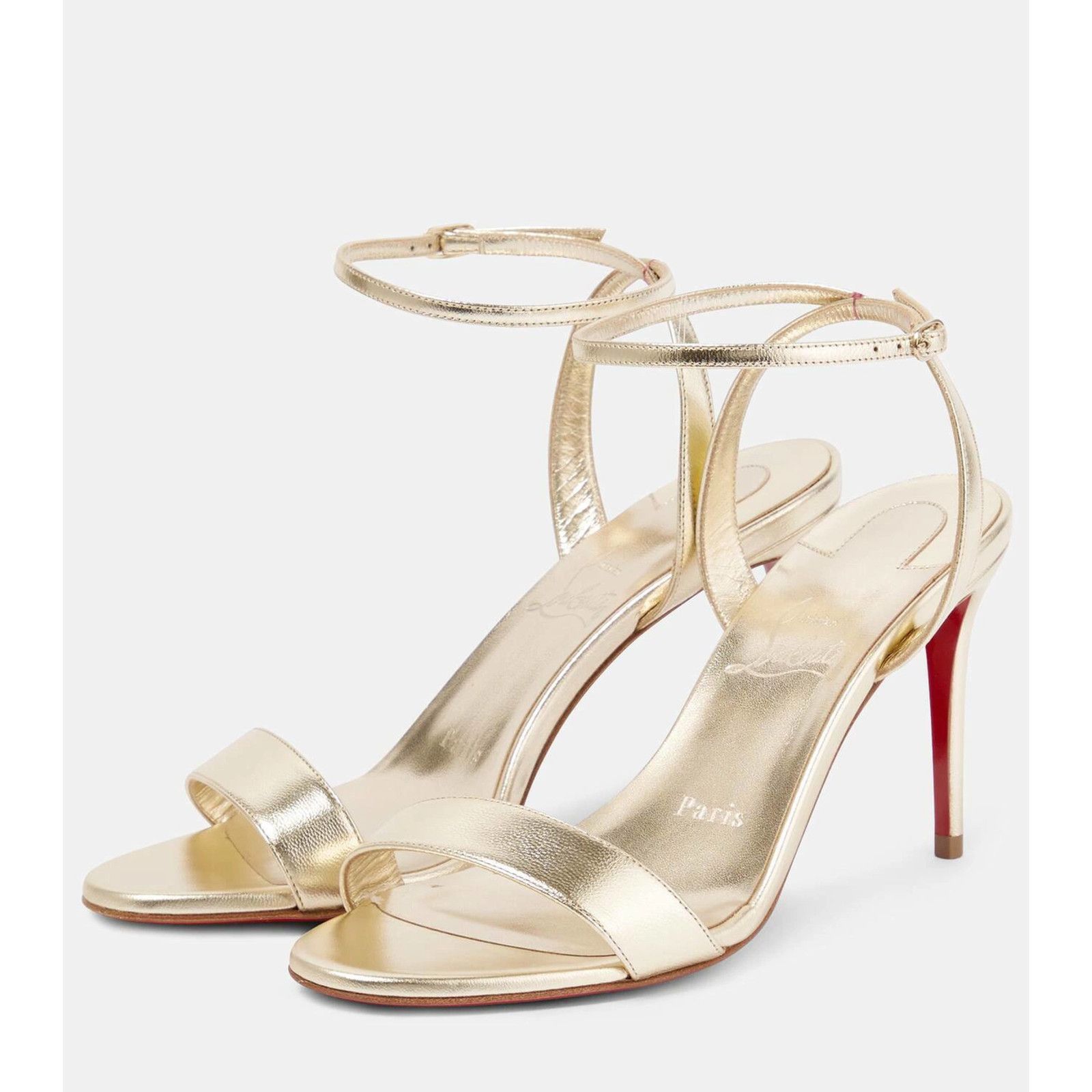 Christian Louboutin Christian Louboutin Loubigirl 85 Platine Gold Ankle Sandal Size US 5.5 / IT 35.5 - 13 Thumbnail