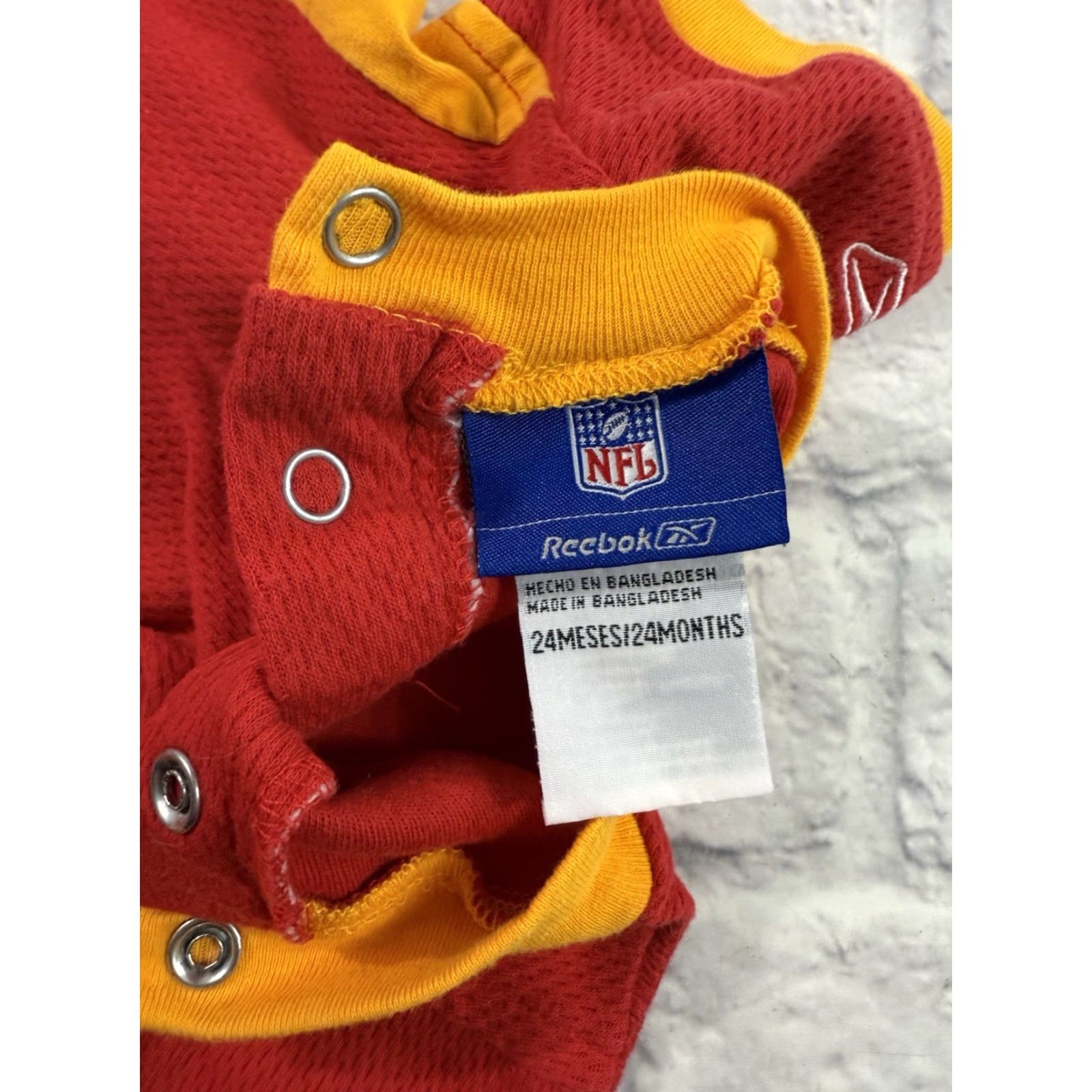 Reebok Kansas City KC NFL Chiefs 24 Month One Piece Bodysuit Creeper Red Mens Football Bodysuit Creeper Red Size ONE SIZE - 3 Thumbnail