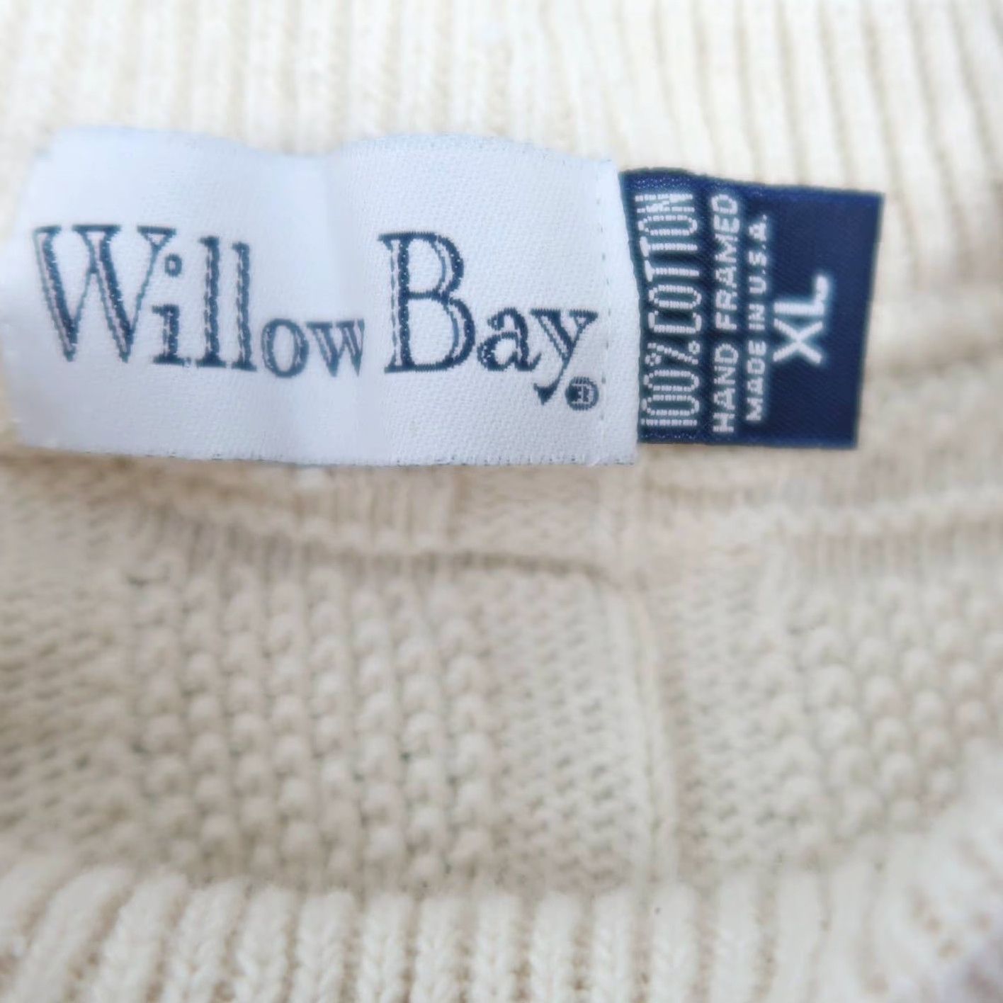 Vintage VINTAGE Willow Bay Cream textured grid knit sweater XL Womens 1990s Cotton Regular Decade 1990s Casual Arts & Crafts Size XL / US 12-14 / IT 48-50 - 4 Thumbnail