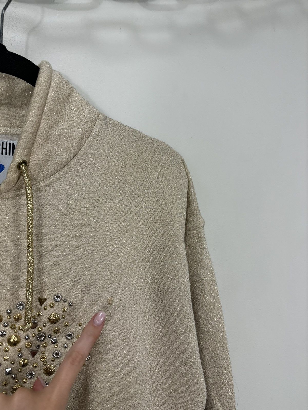 Moschino Vintage Moschino Women’s Heart Rhinestones Logo Hoodie Size M / US 6-8 / IT 42-44 - 3 Thumbnail