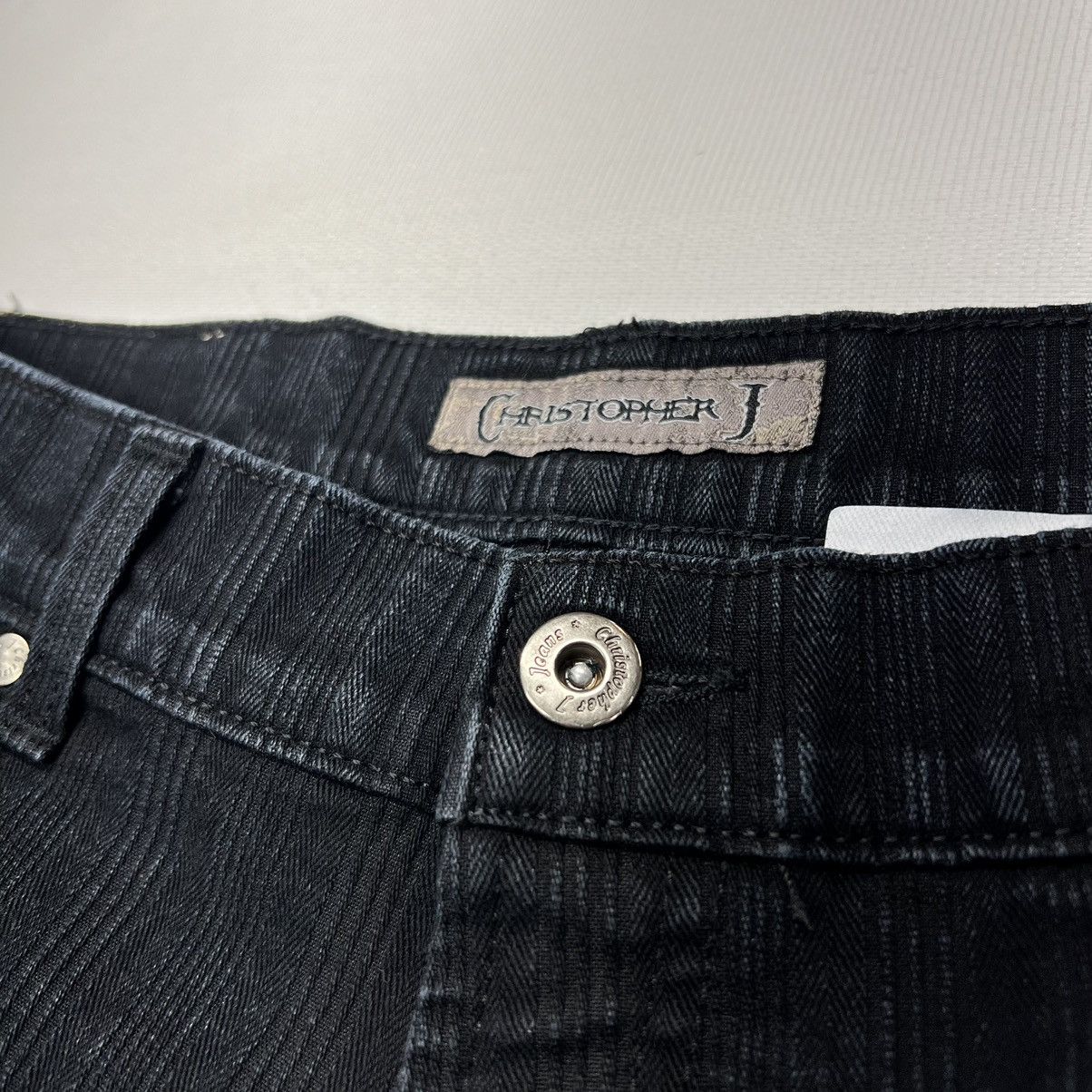 Vintage Christopher J Jeans Black Denim Y2K Grunge Baggy Faded Wide Size US 34 / EU 50 - 7 Thumbnail