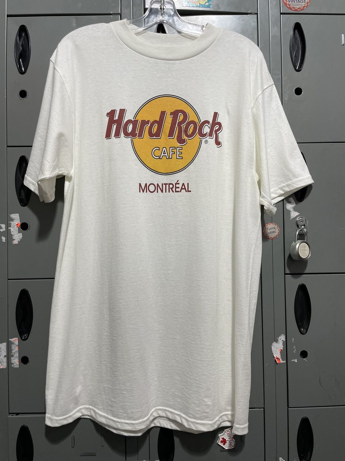 90'S HARD ROCK CAFE Heavy Tee Advertising T-shirt Made in USA Men's L Vintage cotton white type Vintage Second Hand