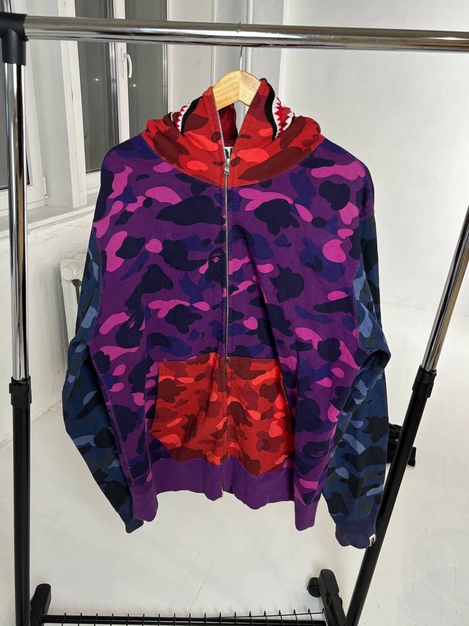 image of Bape Crazy Shark Full Zip Hoodie, Men's (Size 2XL)