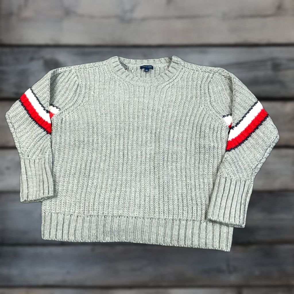 Tommy Hilfiger Tommy Hilfiger Sweater Adult Medium Gray Knit 90s Flag Stripe Womens Size M / US 6-8 / IT 42-44 - 1 Thumbnail