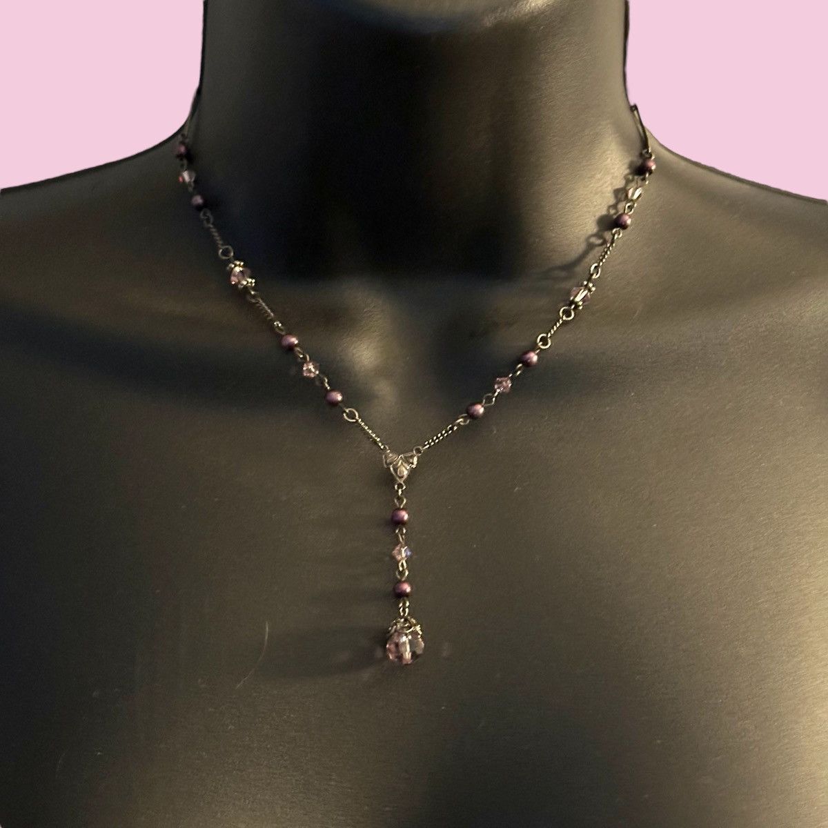 Other Cheryl Reis dark silver purple crystal Y necklace & earrings Size ONE SIZE - 1 Thumbnail