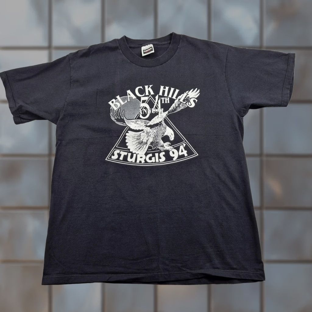 Tultex VINTAGE Tultex Shirt Mens XL Black Biker Black Hills Sturgis 1994 Eagle Tee Size US XL / EU 56 / 4 - 1 Thumbnail