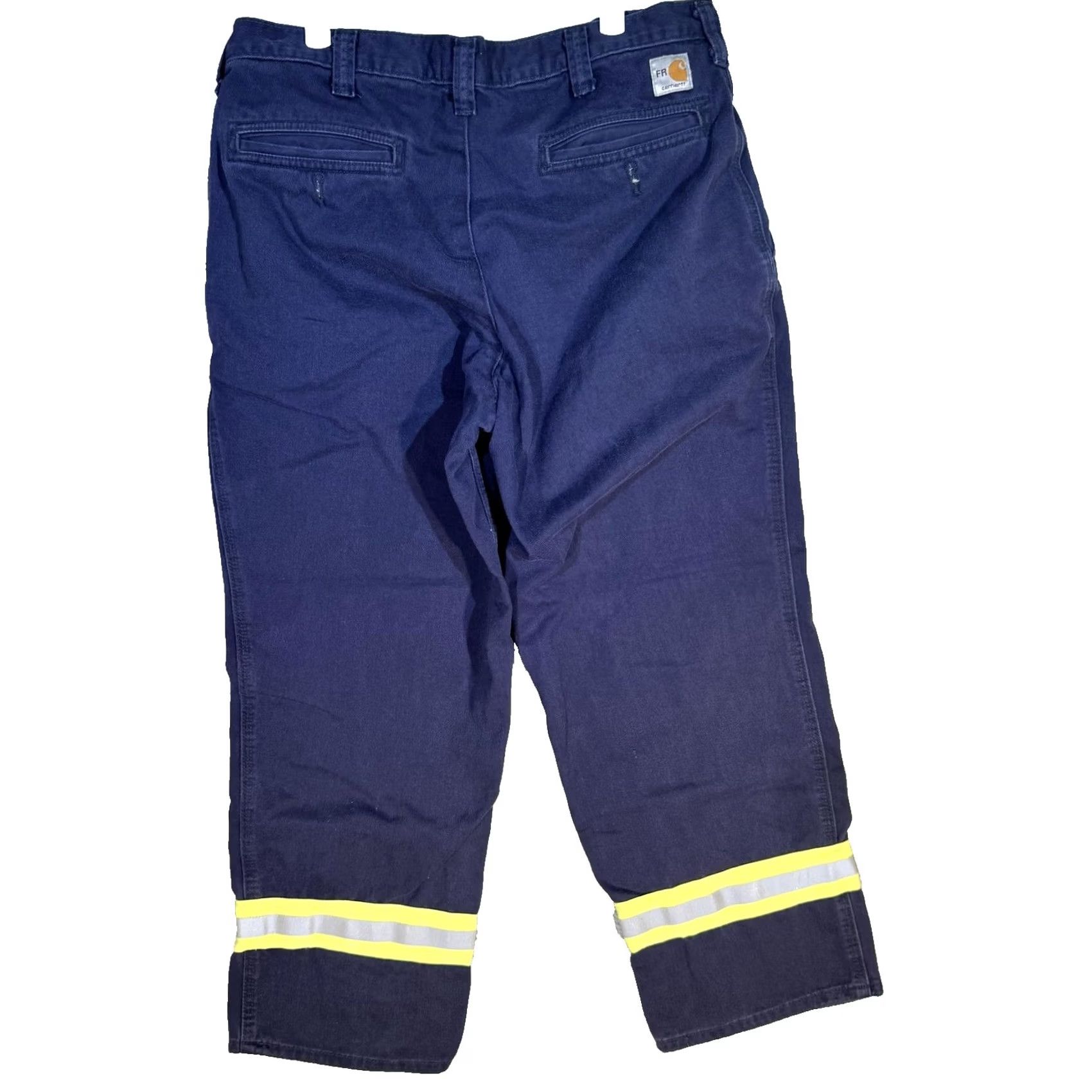 Carhartt VINTAGE Carhartt FR Pants Mens 34x28 Navy Flame Resistant Reflective Tape CAT2 Work Size US 34 / EU 50 - 2 Thumbnail