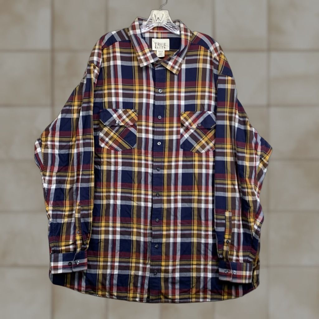 Vintage VINTAGE True Nation Men's Shirt 2XLT Long Sleeve Plaid Cotton Casual Workwear Seasonal Size US XXL / EU 58 / 5 - 1 Thumbnail