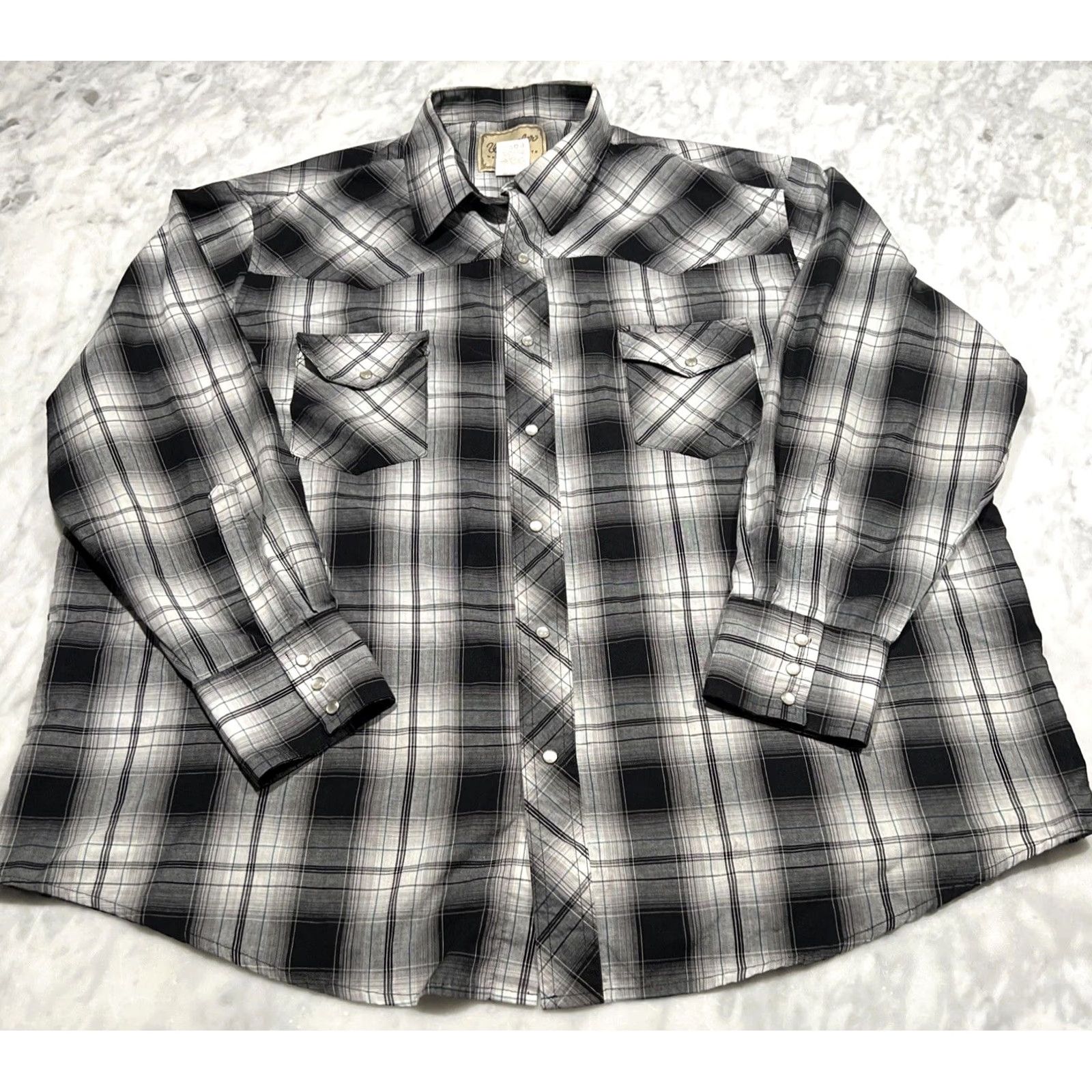 Wrangler VINTAGE Wrangler Western Shirt Men’s 2XL Black Plaid Pearl Snap Button-Up Long Sleeve with Pockets Size US XXL / EU 58 / 5 - 2 Thumbnail