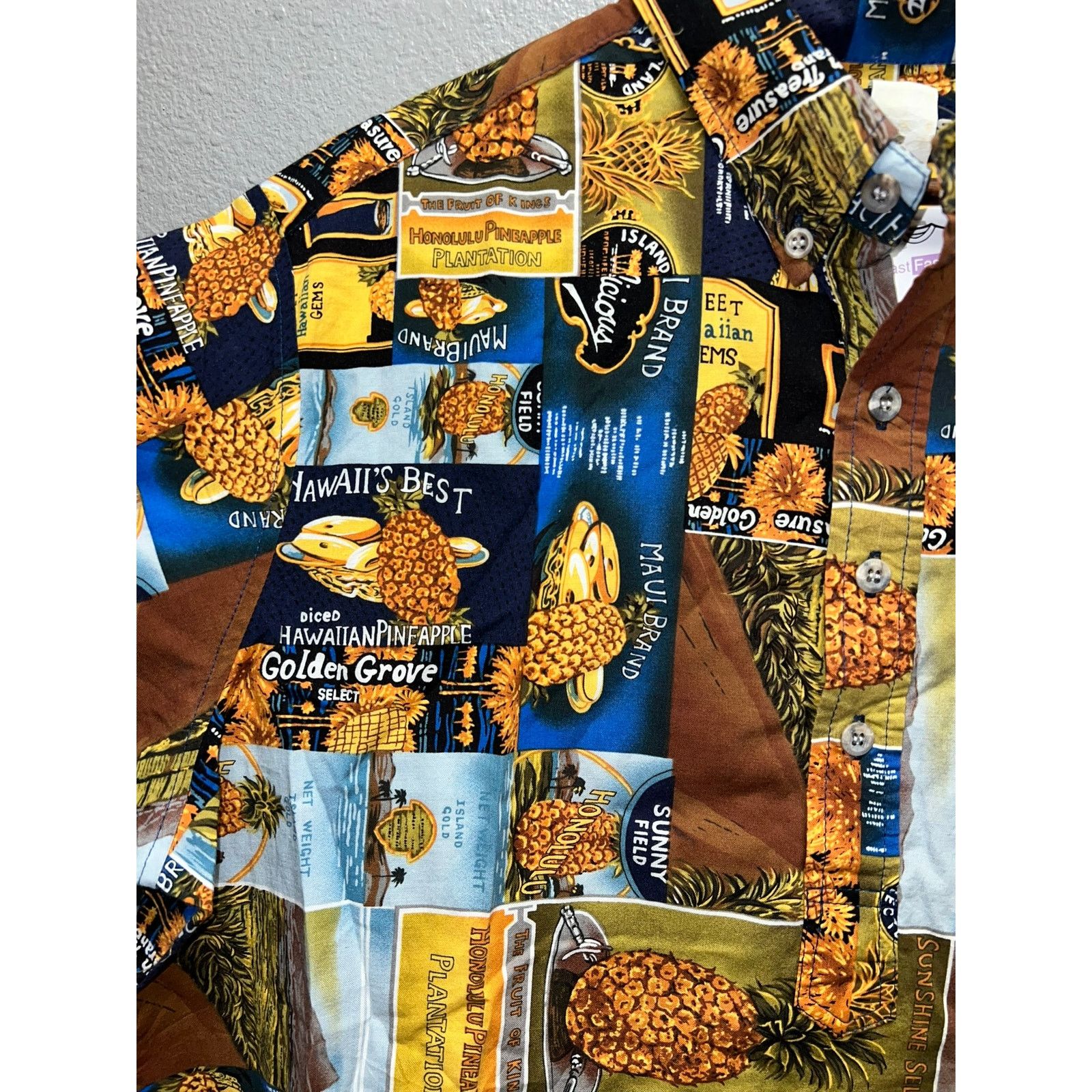 Vintage Vintage Pineapple Shirt Riggers Hawaiian 1/2 Button VTG XL Size US XL / EU 56 / 4 - 4 Thumbnail