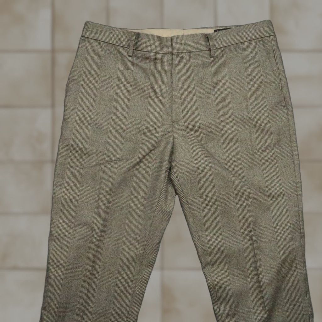 VINTAGE Banana Republic Pants Men 34x30 Brown Glen Plaid Vitale Barberis Wool Flannel