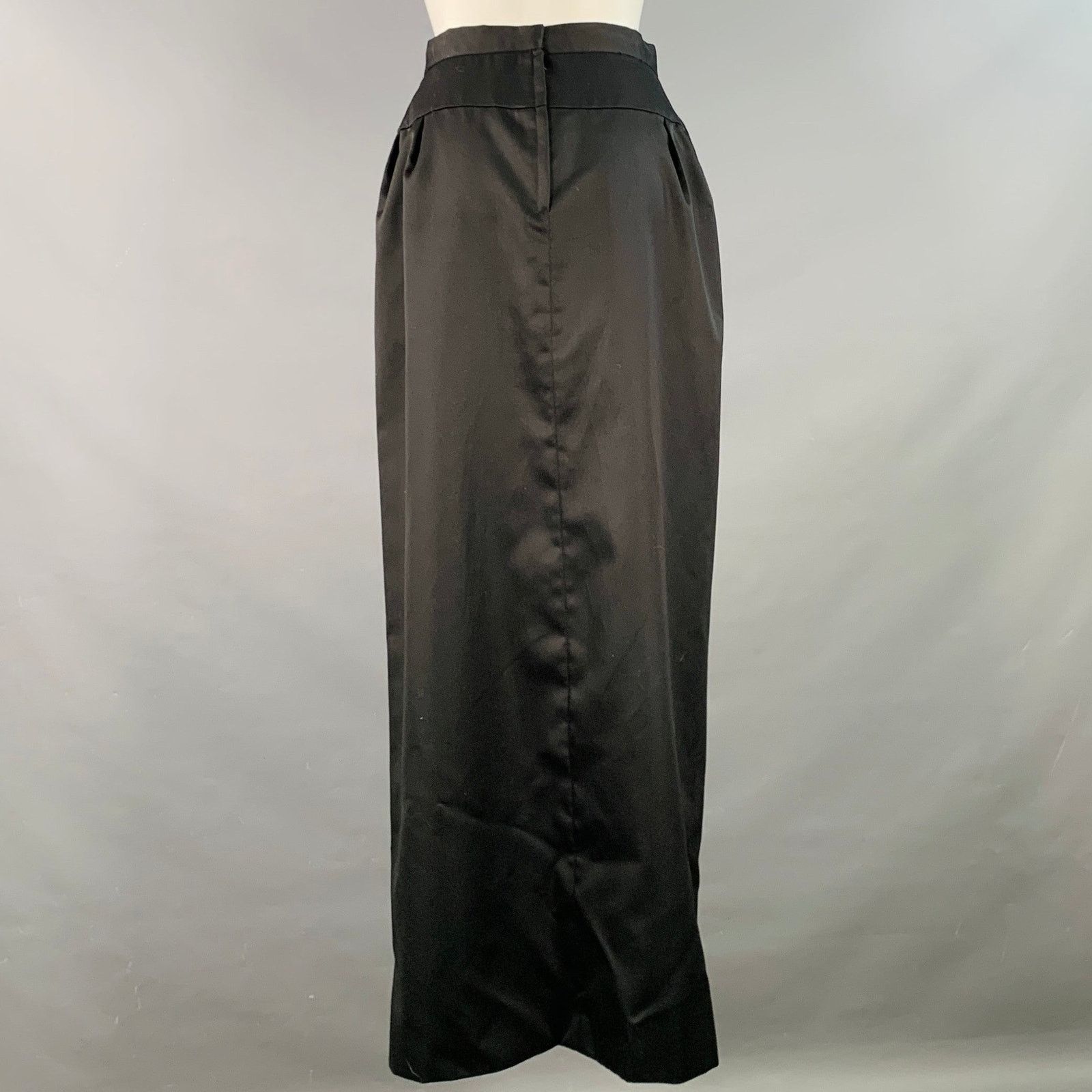 Other VICTOR COSTA Vintage 26 Black Taffeta Open Front Long Skirt Size 26" / US 2 / IT 38 - 2 Thumbnail