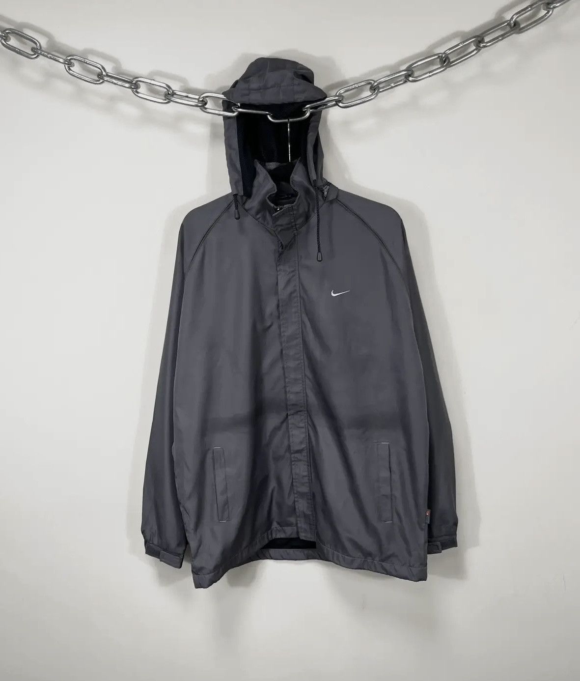 Nike × Vintage Vintage Nike Y2K Drill Retro Hype Hooded Windbreaker Jacket Size US XL / EU 56 / 4 - 1 Thumbnail
