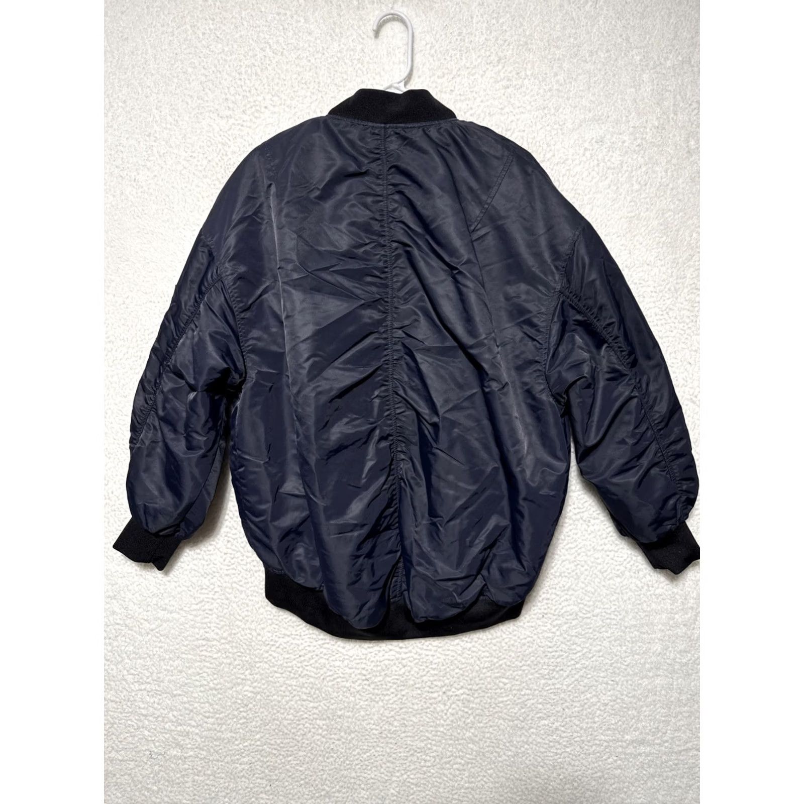 Zara Zara MA-1 Bomber Jacket Dark Blue Women’s Size S Oversized Zip Snap Polyester Lining Regular Size S / US 4 / IT 40 - 2 Thumbnail