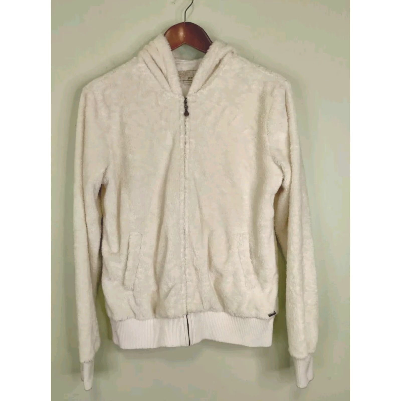 Prana prAna Hoodie Full Zip Fuzzy Logo Zipper White Womens S Small Cream Ivory Size S / US 4 / IT 40 - 2 Thumbnail