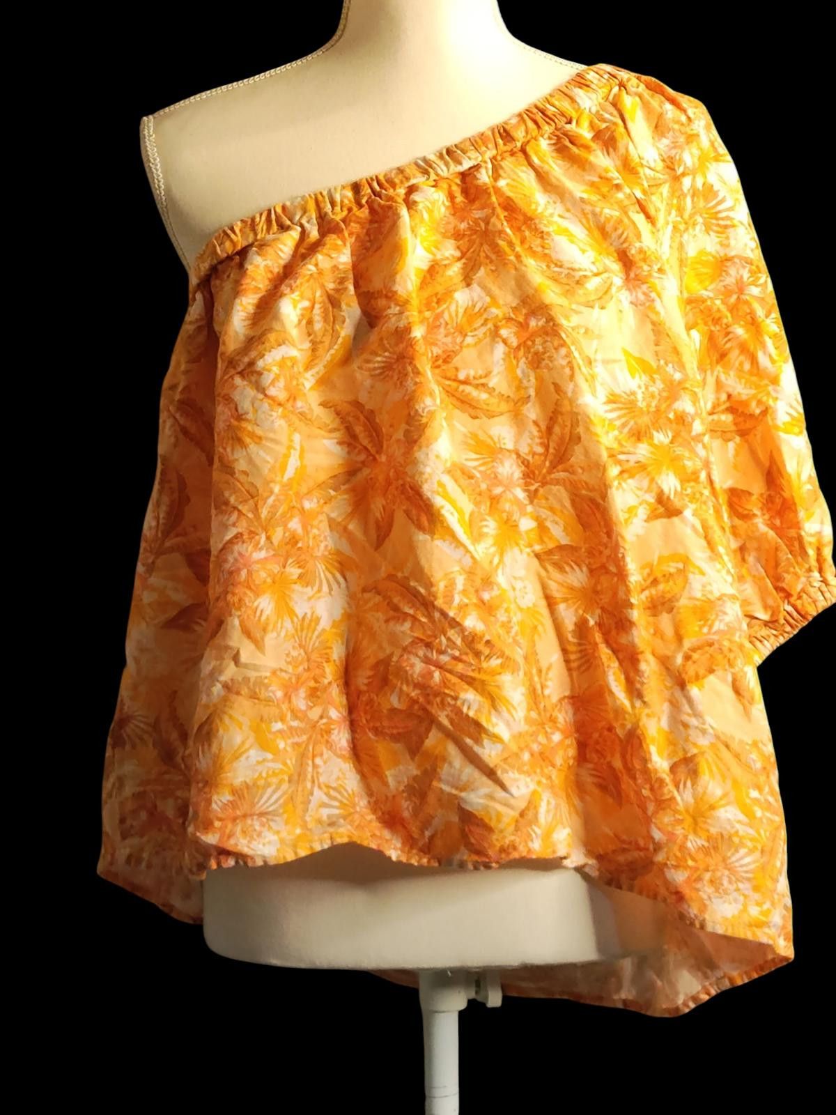 Other LOFT Women's One Shoulder Orange Floral Top Size XXL / US 16-18 / IT 52-54 - 3 Thumbnail