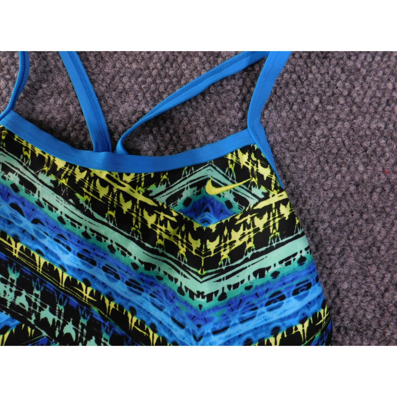 Nike Nike Swimsuit Womens 36 Blue Green Black Performance Poly Swim NESS5013 Training Size ONE SIZE - 4 Thumbnail