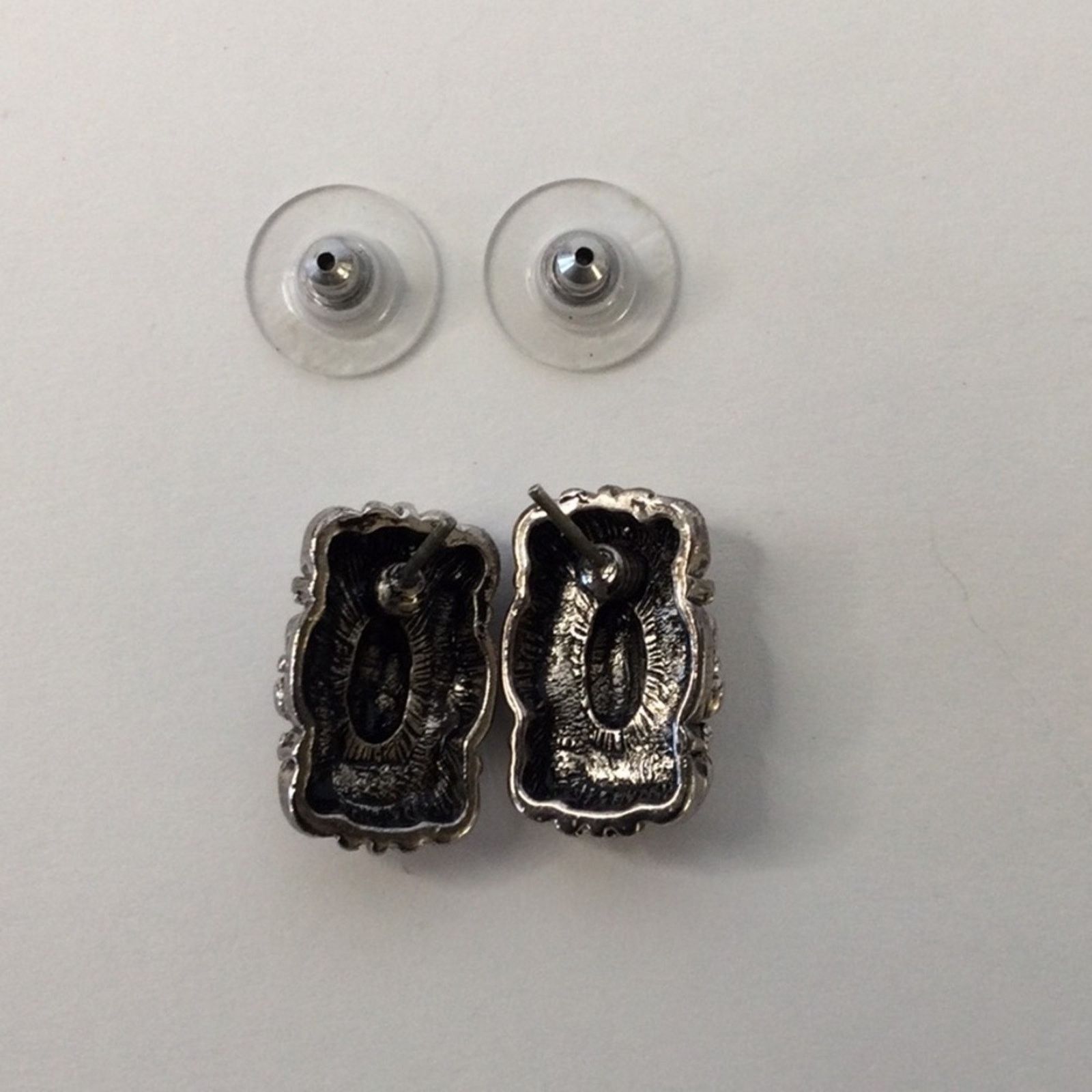 Other Vintage 1980's Silver Tone Art Deco Post Back Earrings Size ONE SIZE - 10 Thumbnail
