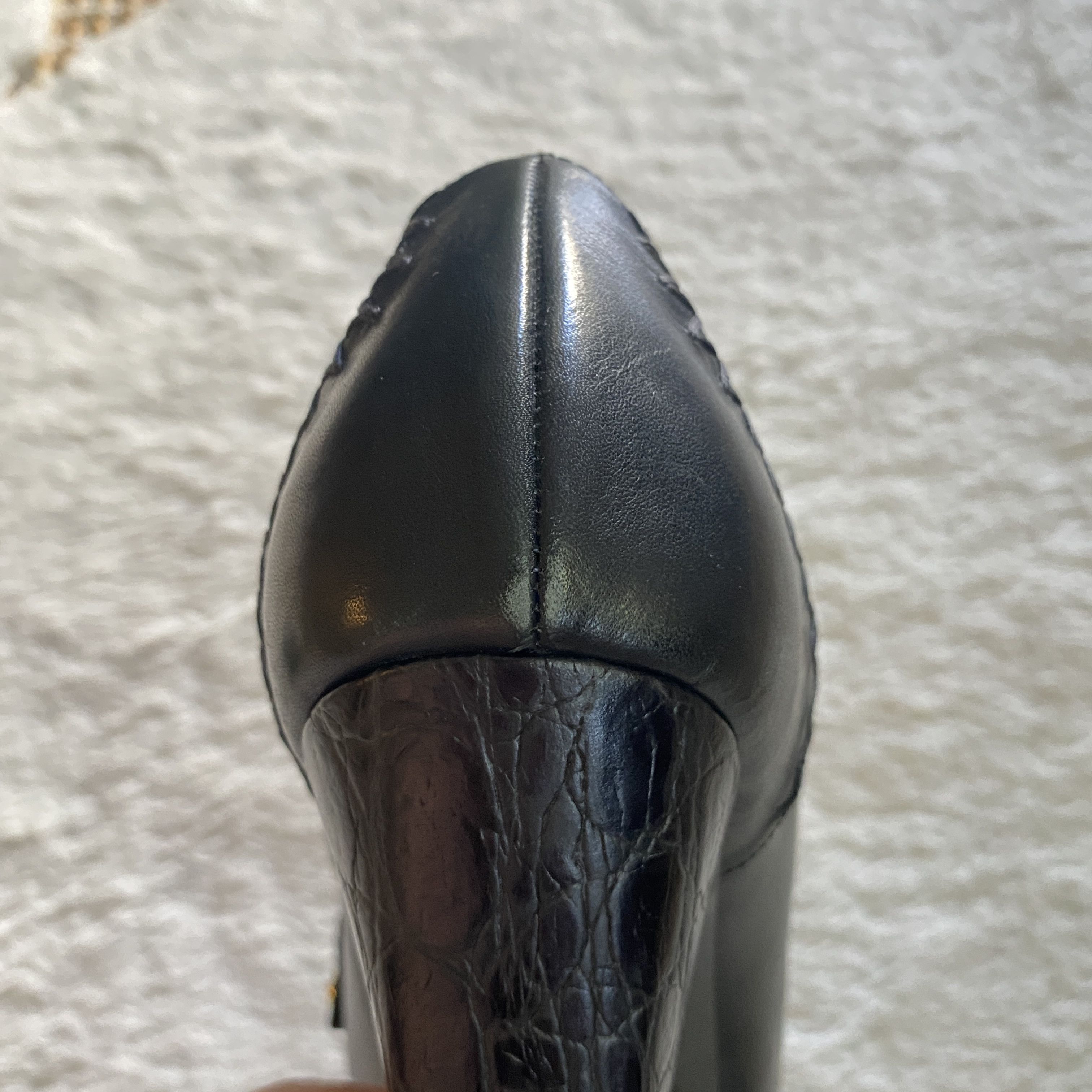 Just Cavalli Vintage JUST CAVALLI Black Leather Platform Heels Size US 8.5 / IT 38.5 - 15 Thumbnail
