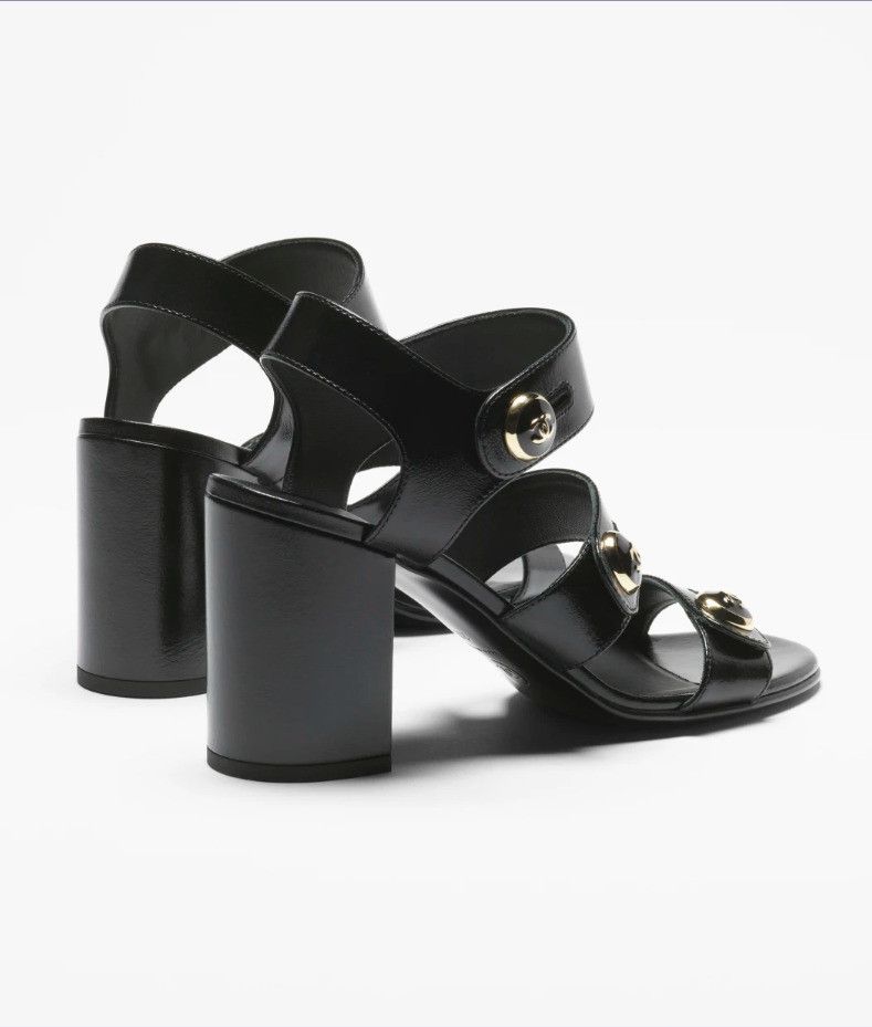 Chanel o1h1sh10526 Shiny CC Sandals in Black Size US 7.5 / IT 37.5 - 3 Thumbnail