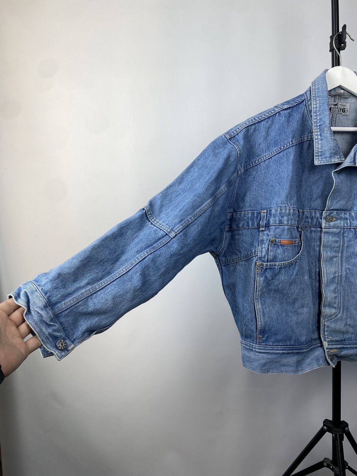Mustang × Vintage Vintage 1990s Mustang Patchwork Wash Denim Jacket Size US M / EU 48-50 / 2 - 6 Thumbnail