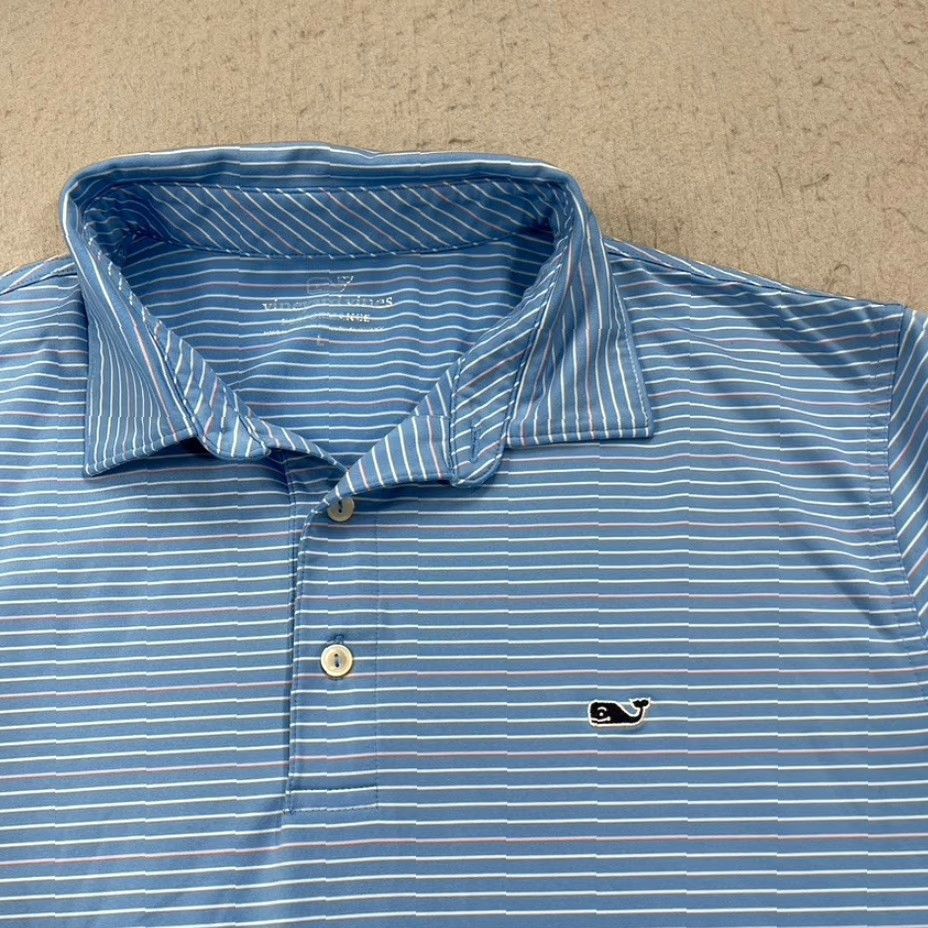 Vineyard Vines Vineyard Vines Polo Shirt Mens Large Blue Pink Stretch Striped Performance Golf Shirt Size US L / EU 52-54 / 3 - 2 Thumbnail