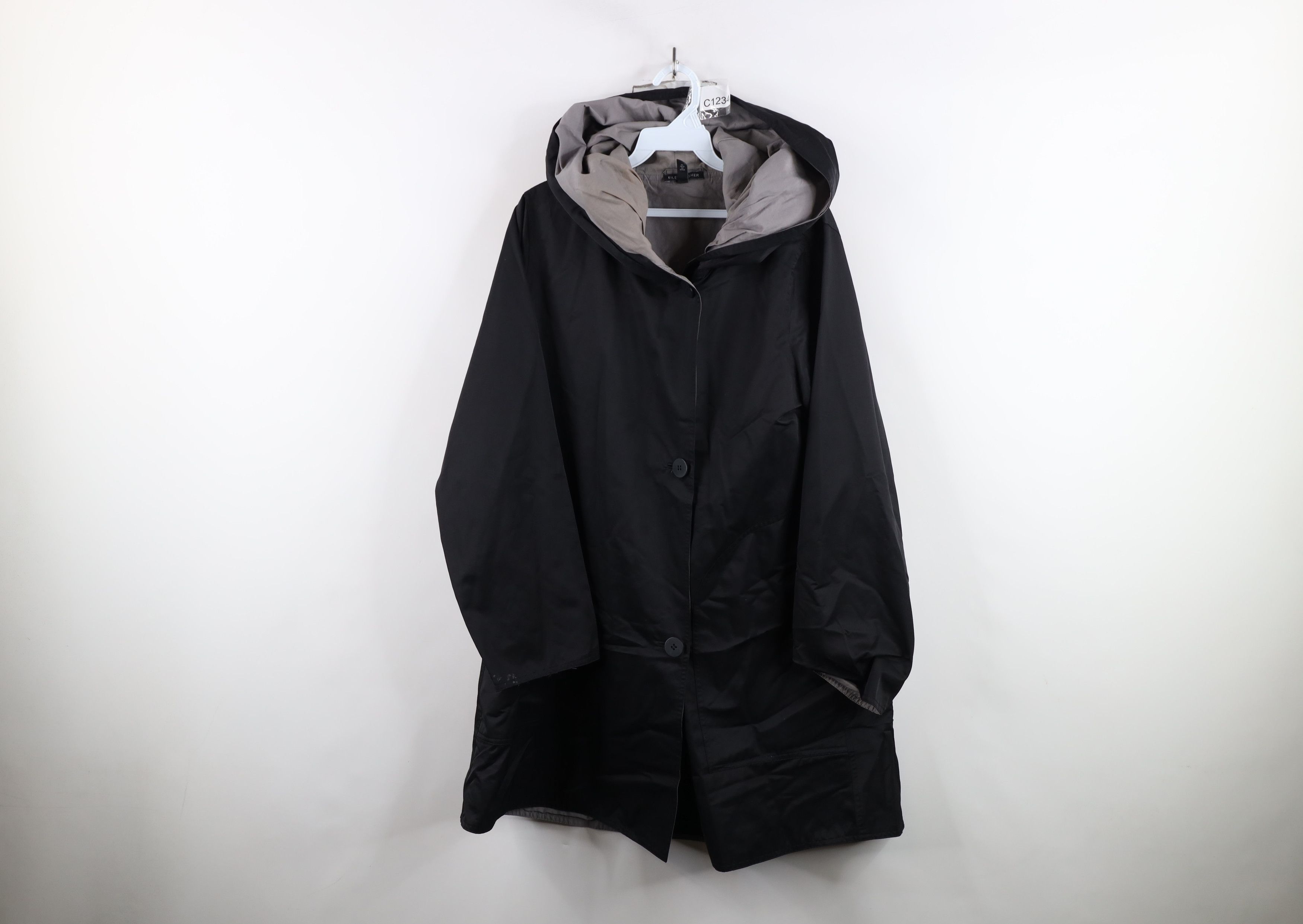 Eileen Fisher × Vintage Eileen Fisher Reversible Asymmetrical Button Hooded Jacket Size S / US 4 / IT 40 - 1 Thumbnail
