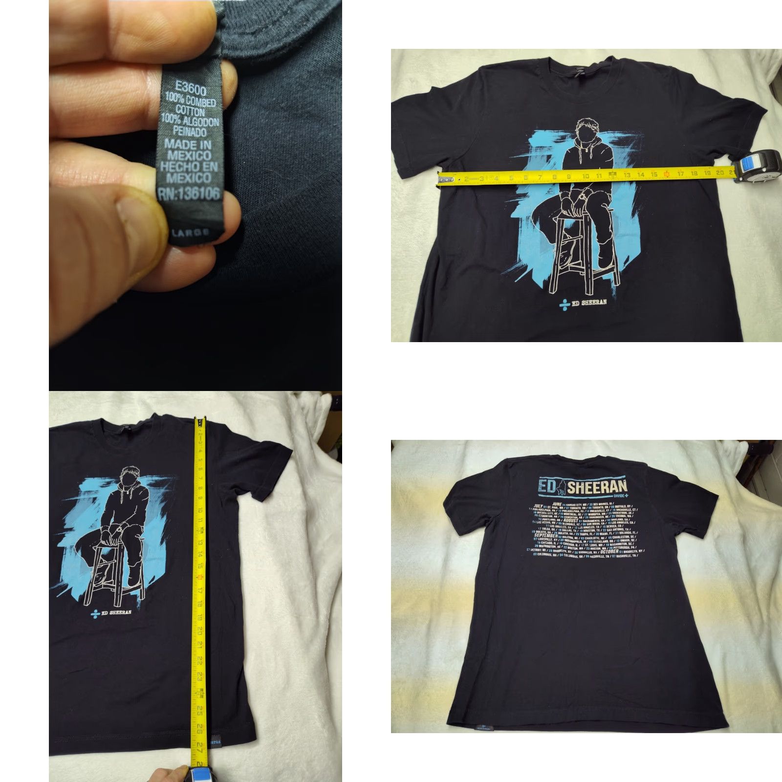 Next Level Ed Sheeran Divide Tour Concert T-Shirt Mens Large Black Graphic Tee 100% Cotton Size US L / EU 52-54 / 3 - 8 Thumbnail