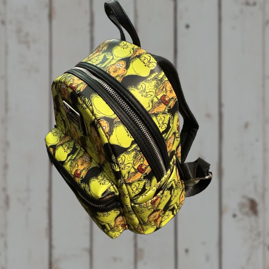 Loungefly Dr. Seuss The Grinch & Max Sketch Mini Backpack AOP Green NWT RARE