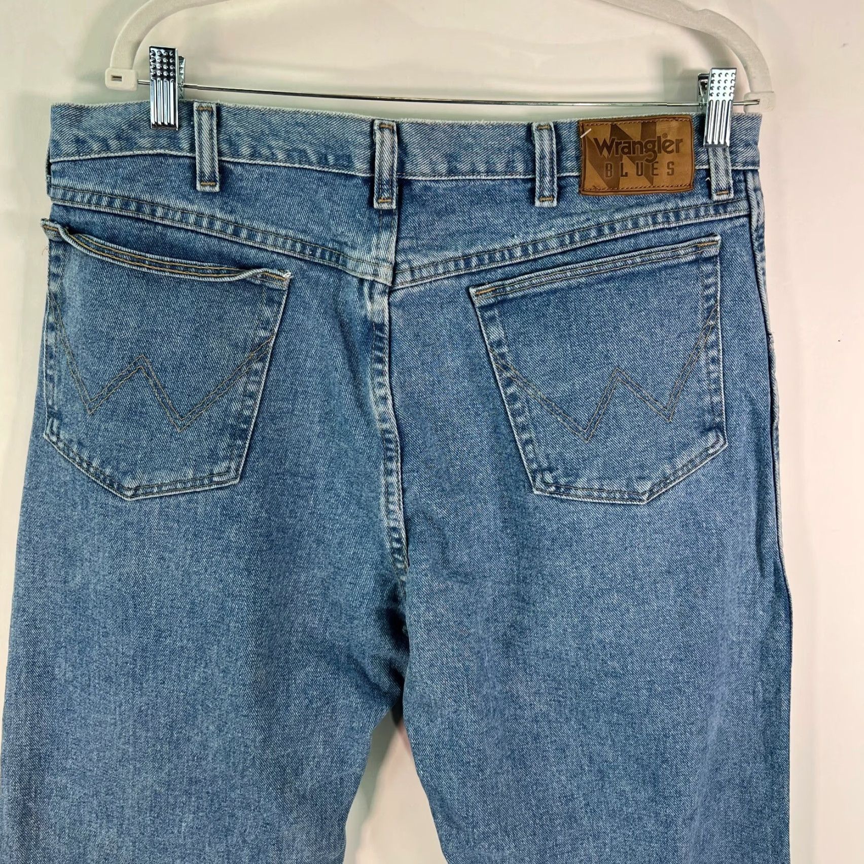 Wrangler Wrangler Jeans Main Selling Point: Wrangler Mid Rise Flat Front Denim Jeans - 38X32 - Blue - Regular - 100% Cotton - Men Size US 38 / EU 54 - 4 Thumbnail