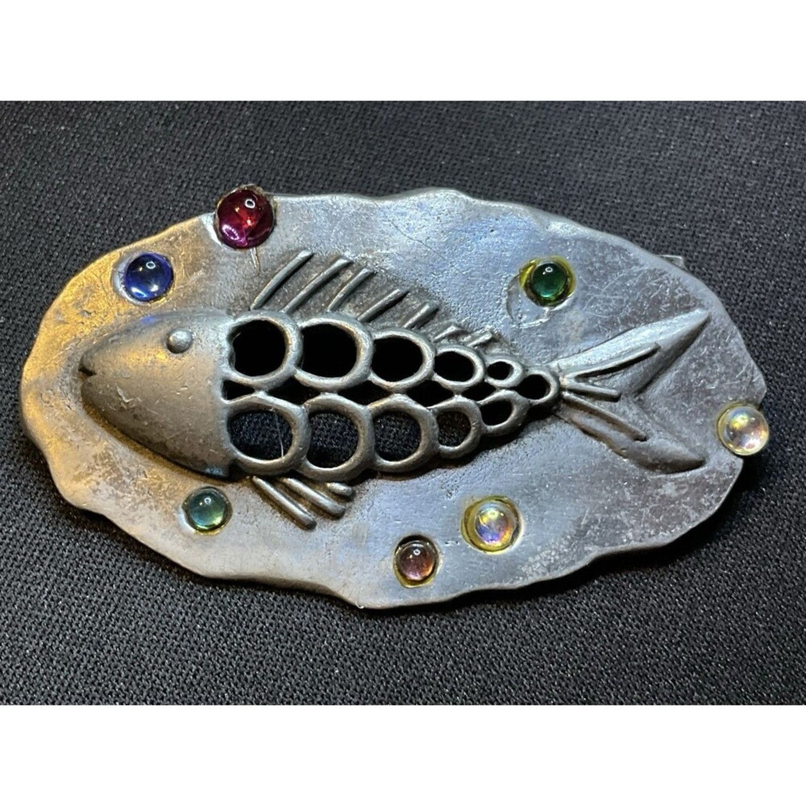 Other Vintage JJ Silver Tone Rhinestone Fish Brooch Size ONE SIZE - 2 Thumbnail