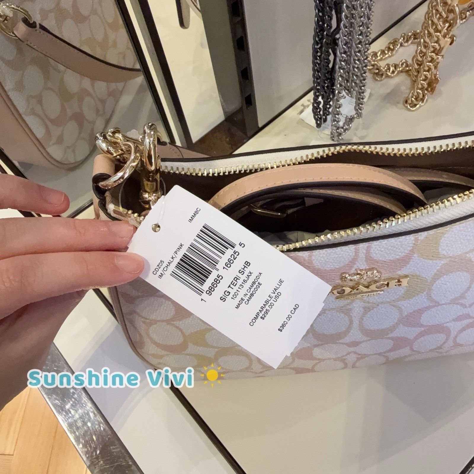 Coach NWT Coach Teri Shoulder Bag Pretty CDZ05 Gold/Chalk/Pink Size ONE SIZE - 7 Thumbnail