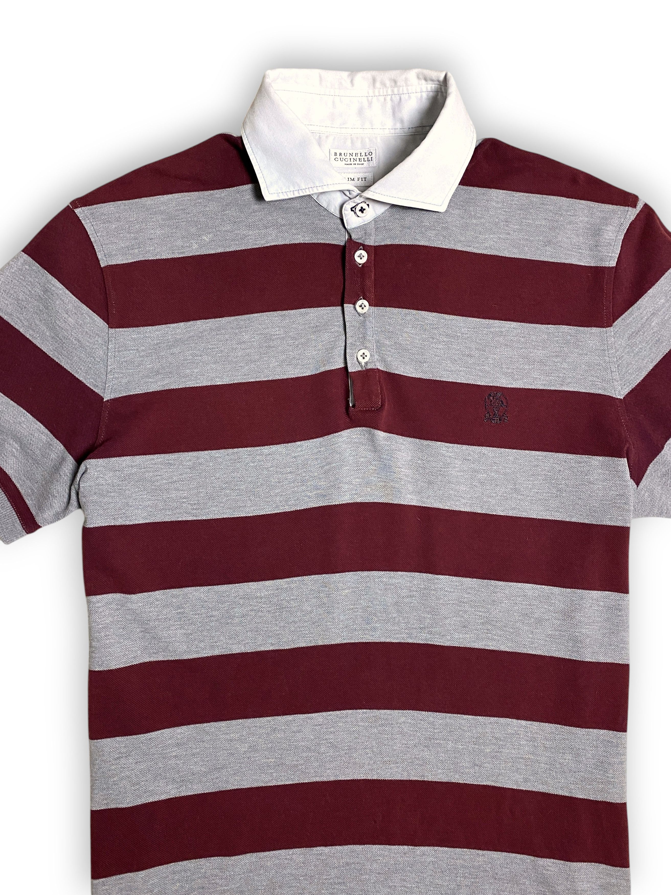 Brunello Cucinelli Brunello Cucinelli Striped Slim Denim Logo Polo Size US L / EU 52-54 / 3 - 5 Thumbnail